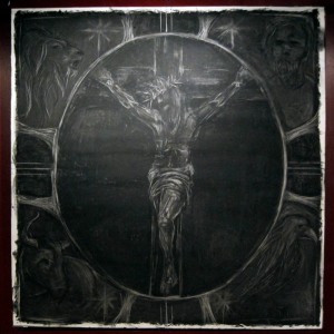 "Crucifixion" charcoal art by Brittany Jennings of Sojourn Visual Arts