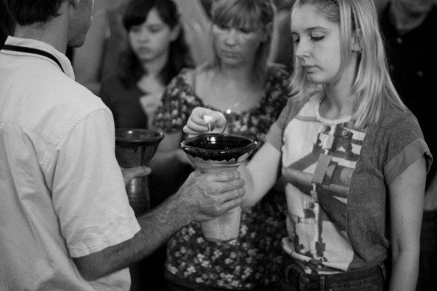 Christian communion ritual from the common cup, at Sojourn Community Church (East campus)