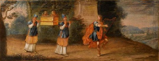 Classic painting of King David and the ark of the covenant